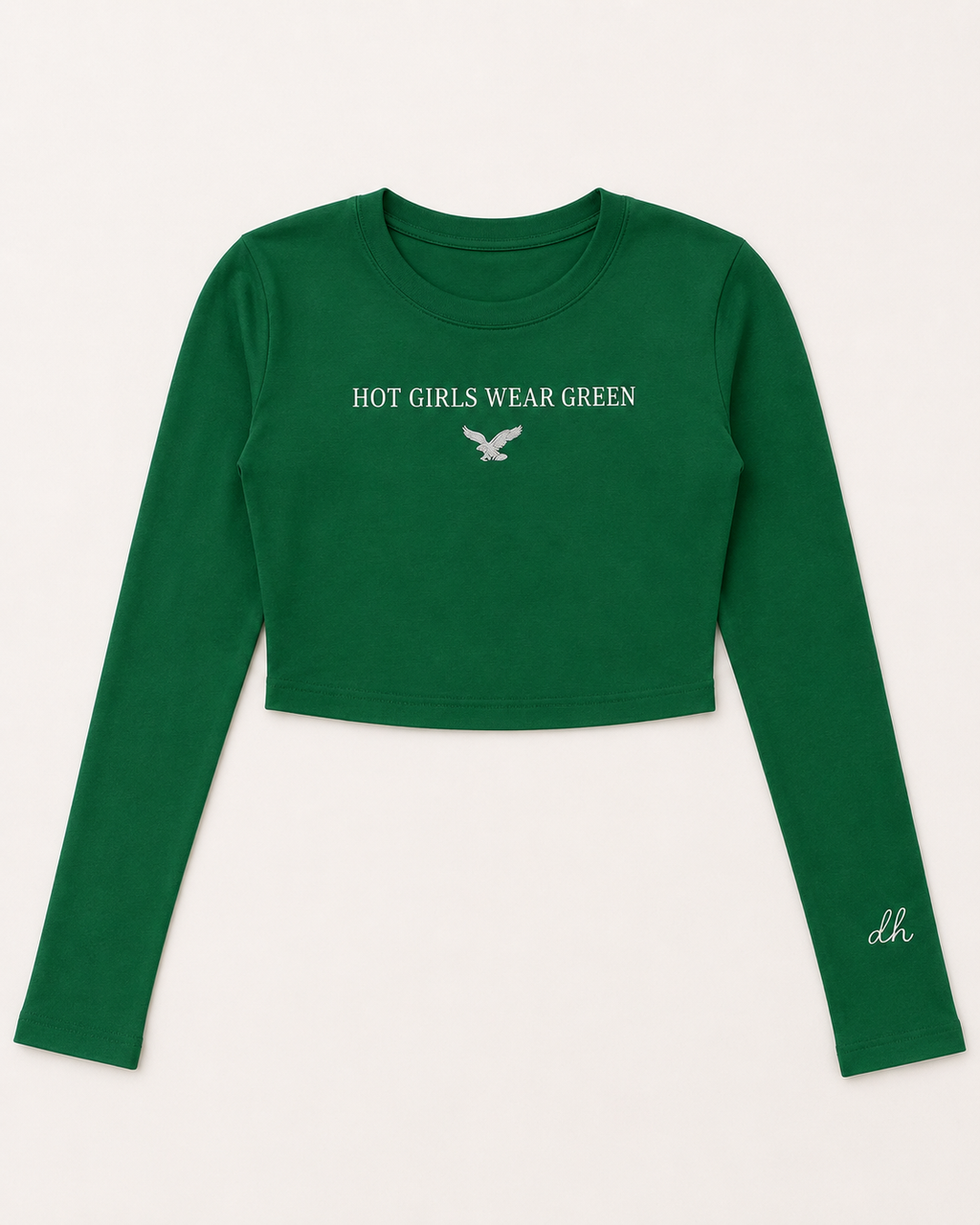 Hot Girls Wear Green Embroidered Crop