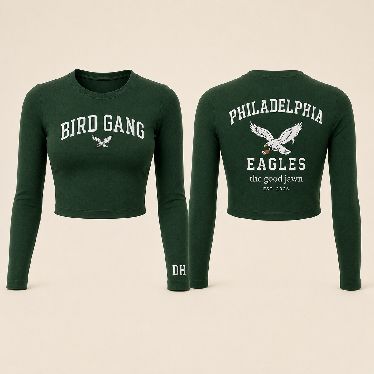 Bird Gang Long Sleeve Crop Top - Philadelphia Back Detail