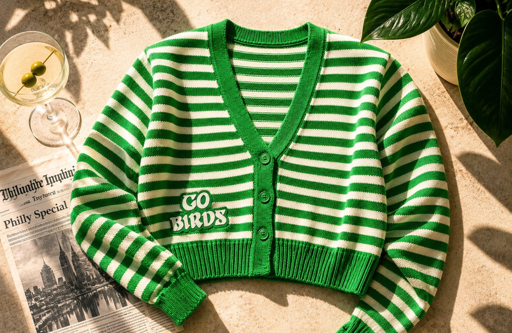 The Kelly Green Go Birds Embroidered Knit Cardigan